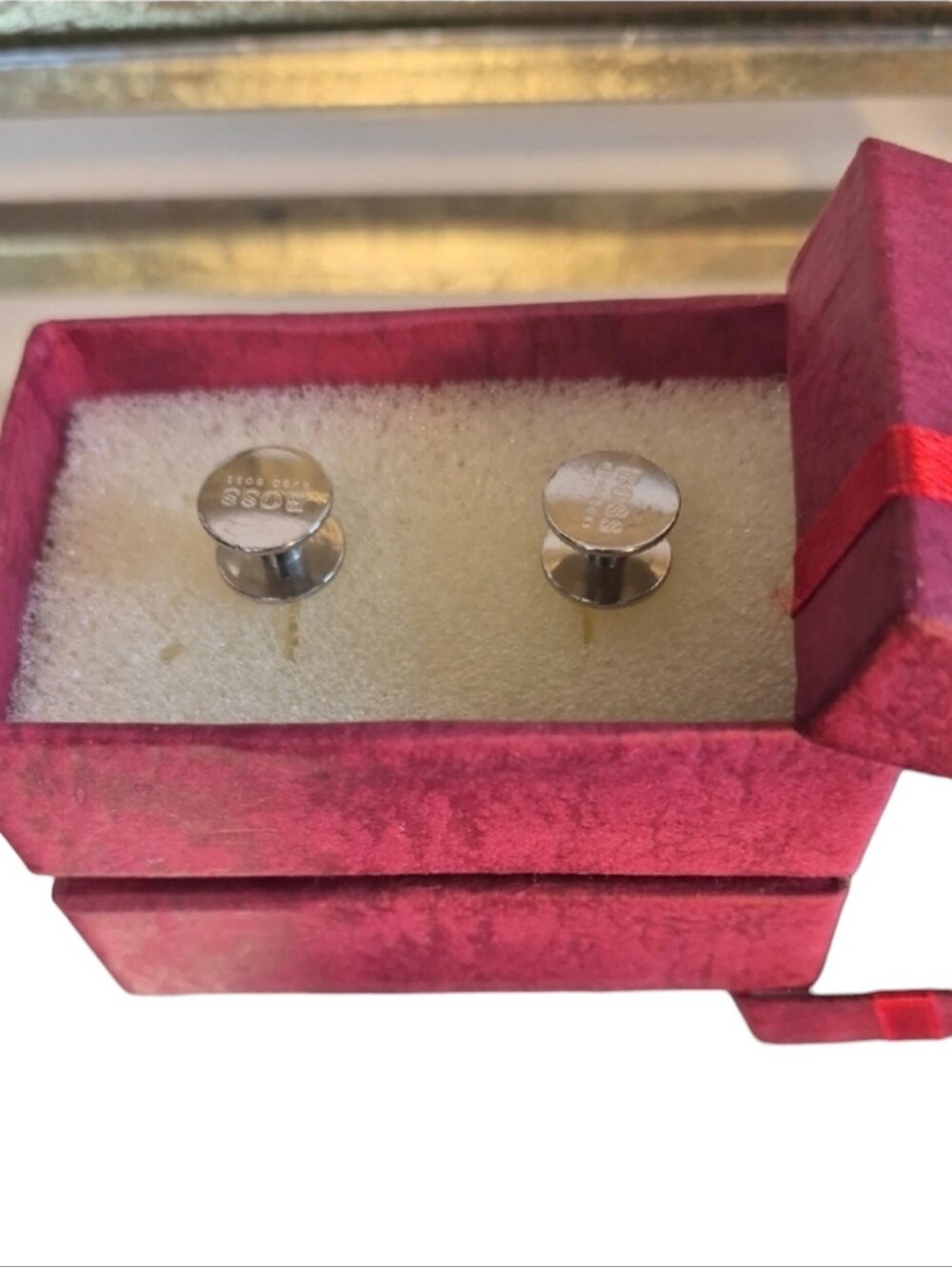 Hugo Boss Silver-Tone Round Stud Cufflinks - Stainless Look